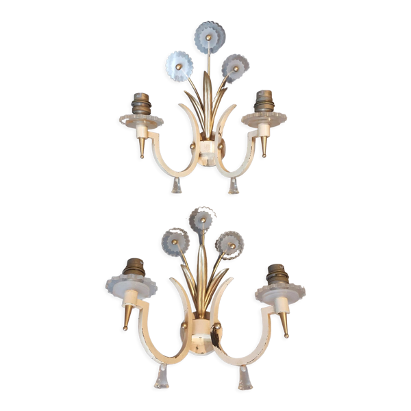 Paire d'appliques en fer forgé et bakélite 1940