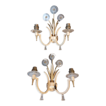 Pair of wrought iron and bakelite sconces 1940