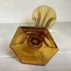 Old flower-shaped vase, moulded yellow glass, Art Deco.
