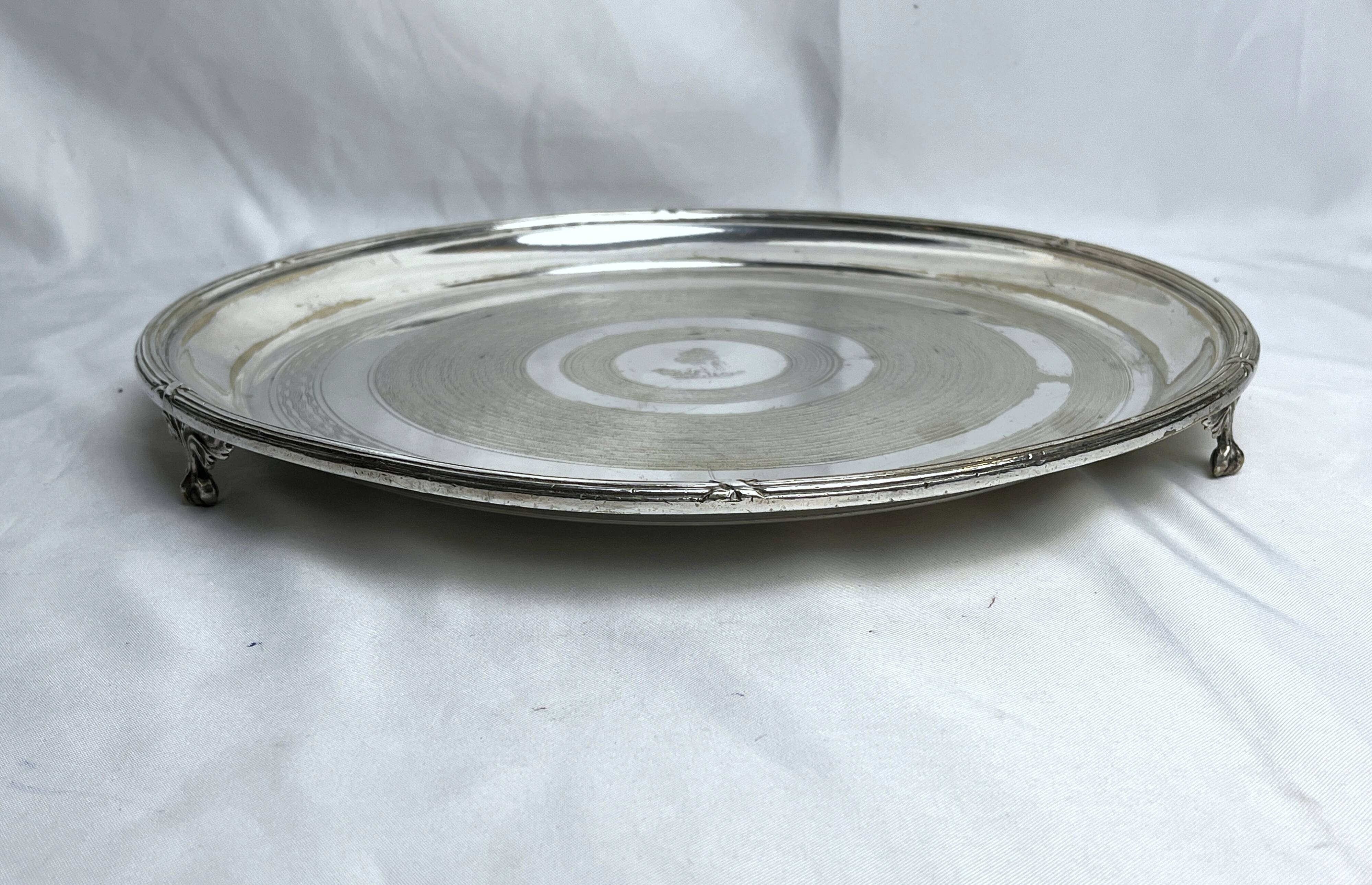Antique silver-plated metal tray, Cunard Company, England, early 20th century