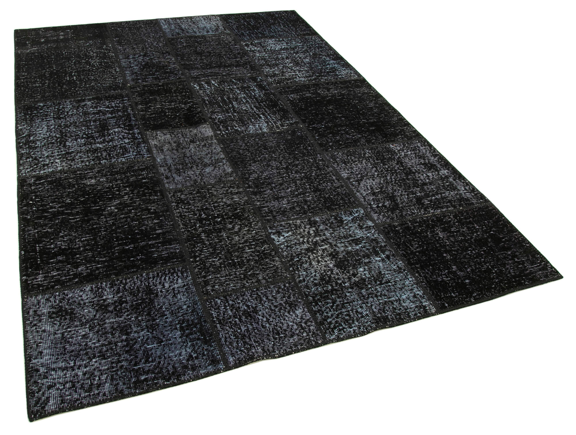 Handmade anatolian vintage 172 cm x 244 cm black patchwork carpet