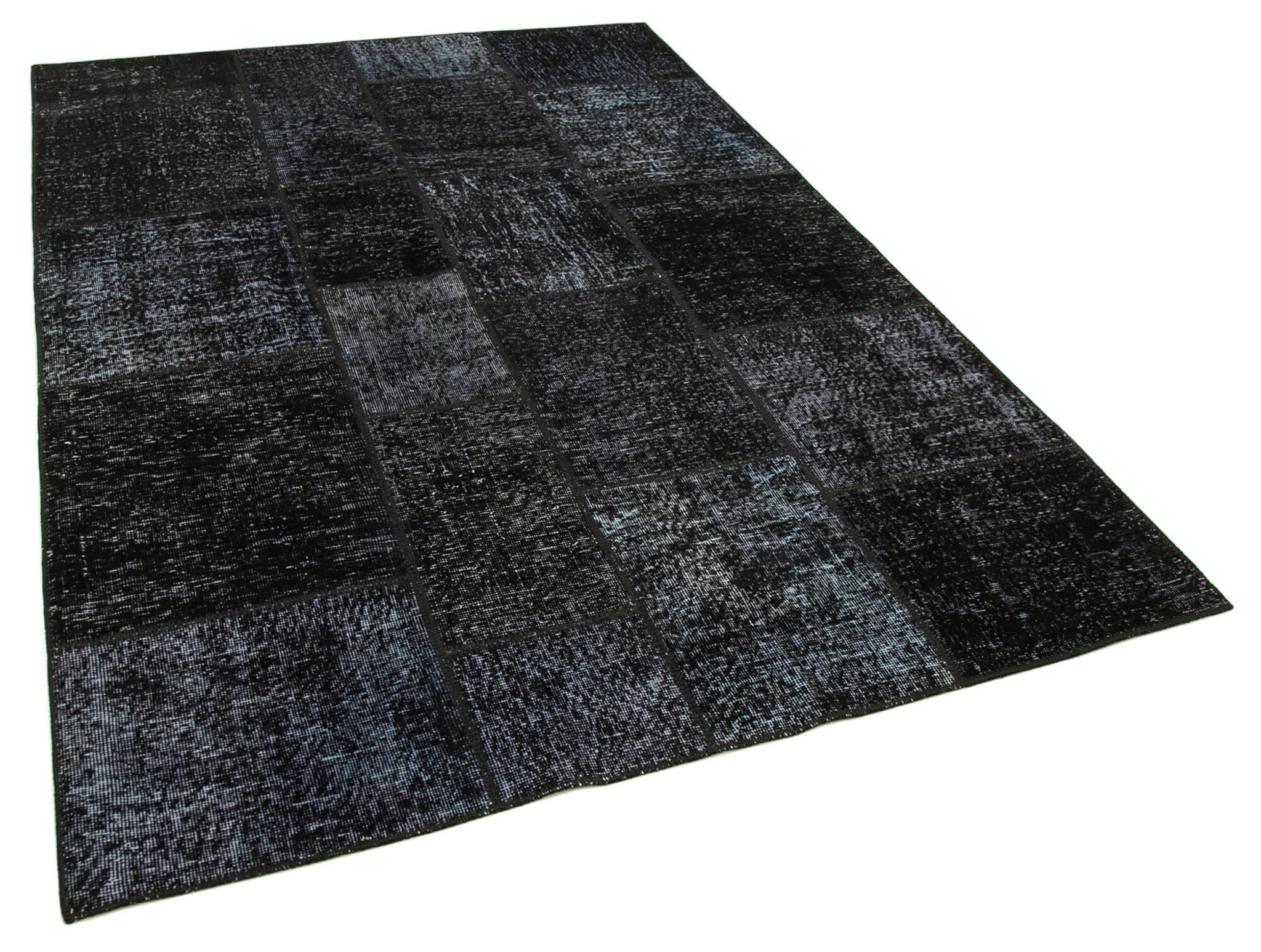 Handmade anatolian vintage 172 cm x 244 cm black patchwork carpet