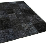 Handmade anatolian vintage 172 cm x 244 cm black patchwork carpet