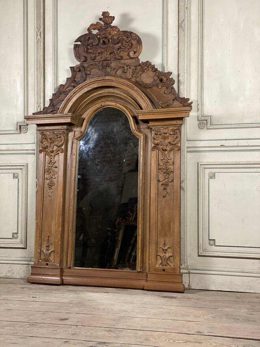 Painted carved wooden mirror, 18th century