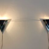 Dutch Modern Glass & Steel Triangular Wall Sconces