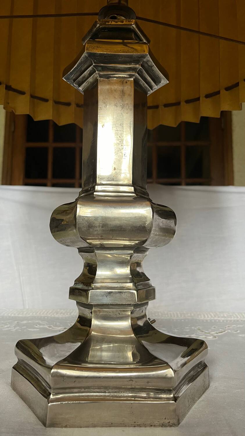 Vintage brushed stainless steel table lamp