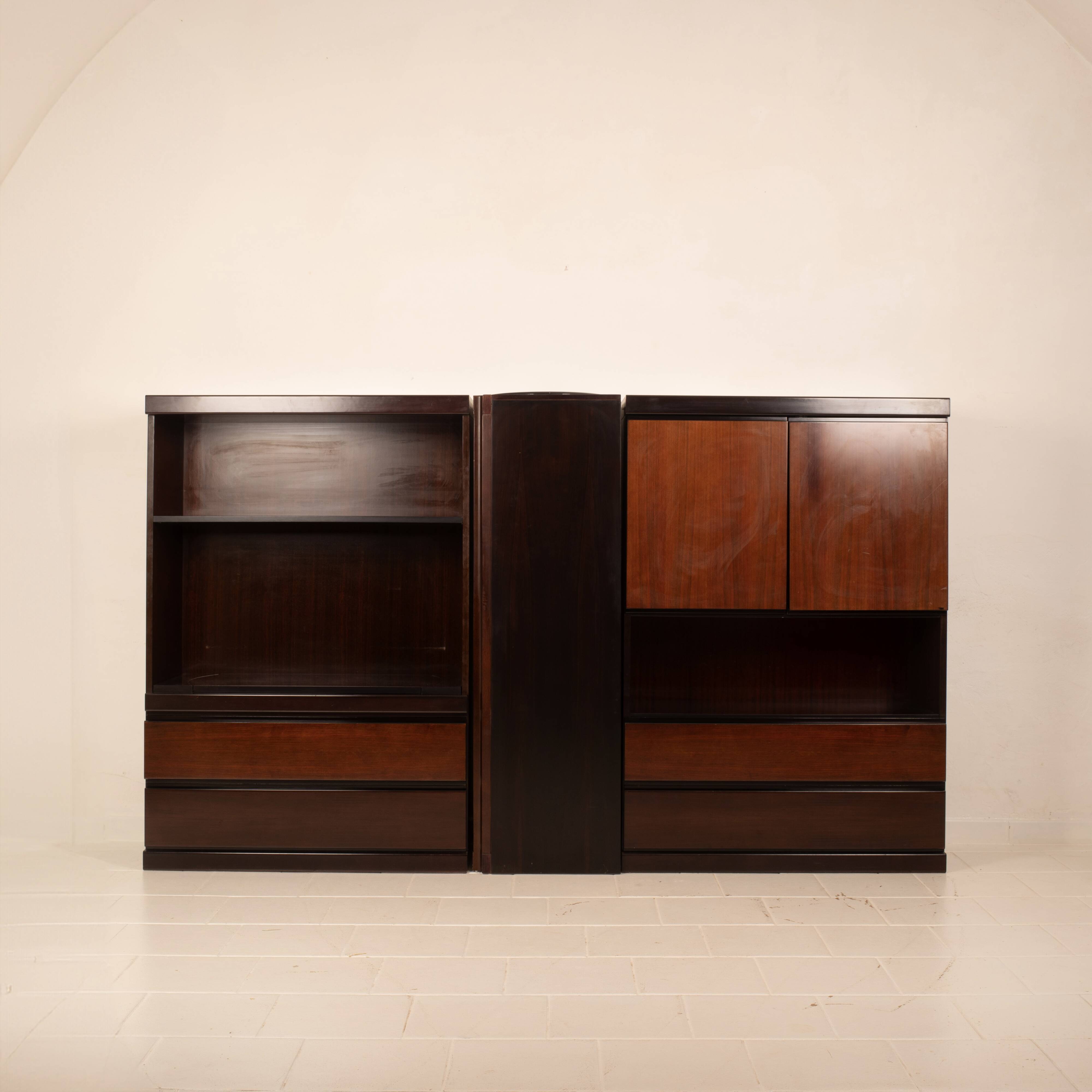 Pair of S11 Cabinets and Bar by Angelo Mangiarotti for Sorgente dei Mobili