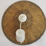 Vintage lampshade pendant light in natural rattan material