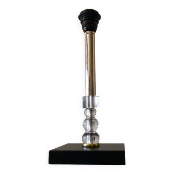 Pied de lampe métal argenté cristal