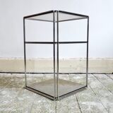Side table Vintage Chrome & glass top by Max Sauze, Isocèle edition