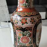 Japanese baluster vase Imari style. Peacock/Floral motifs, stamped. High 35.5 cm