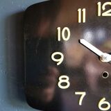Rectangular vintage formica wall pendulum clock "Phosphorescent black"