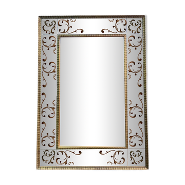 Miroir vénitien en verre églomisé et  bois doré