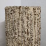 Floor lamp in white glazed stoneware with wool lampshade, 1960s-70s