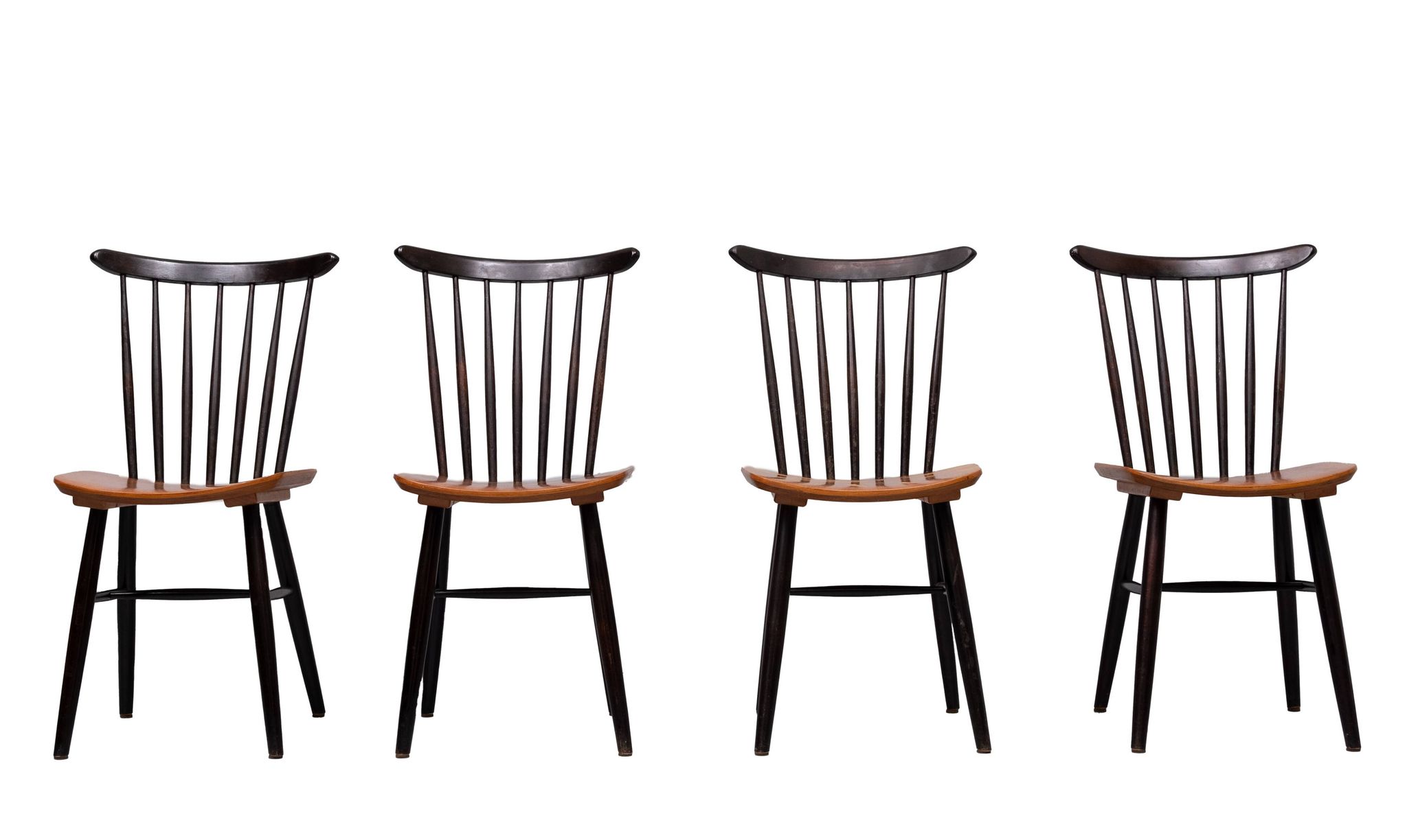 Set of 4 spindle back dining chairs 1960s holland