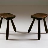 Tabourets tripodes français, 1930s, set de 2