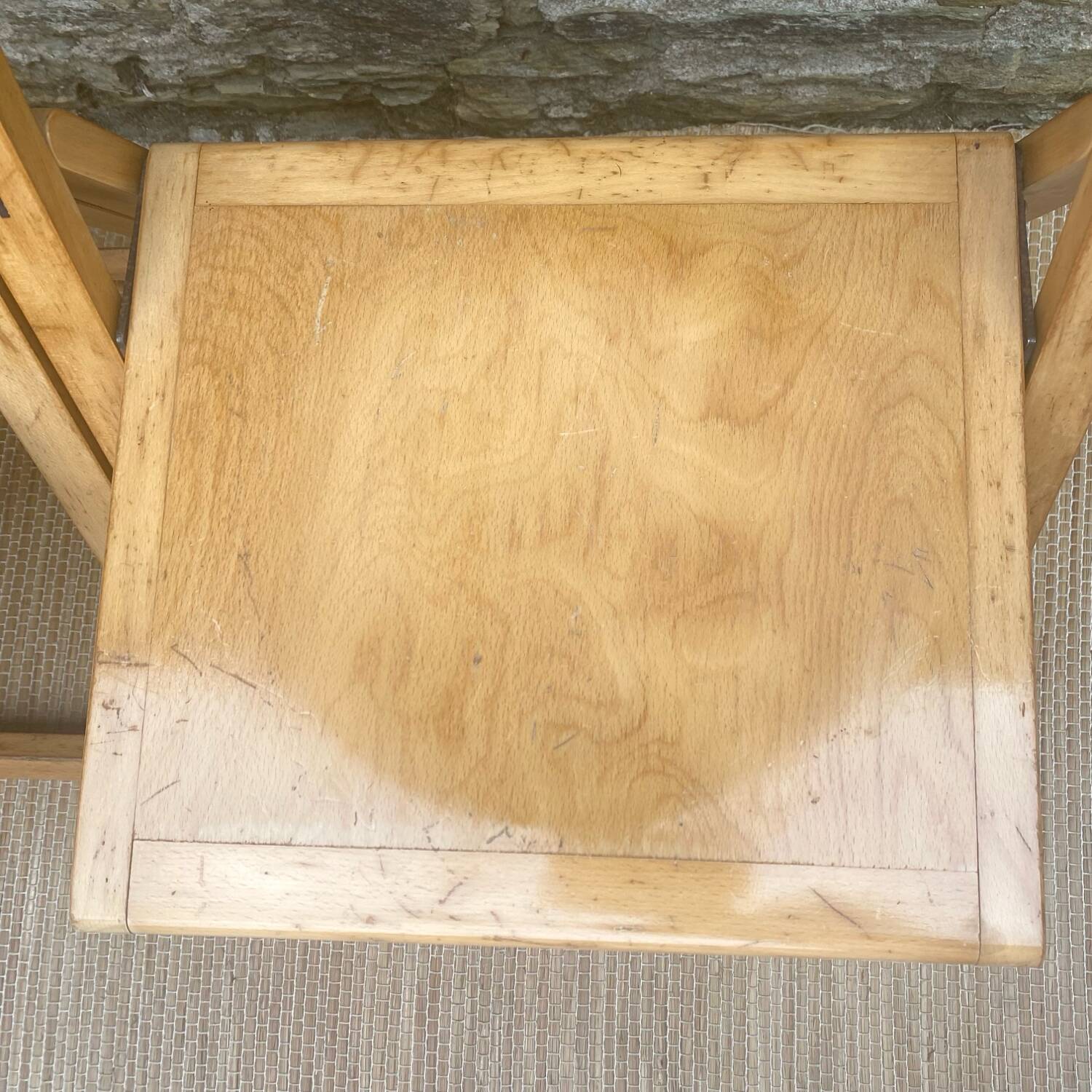 Extra flat vintage beech folding chairs