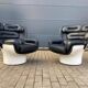 2x Joe Colombo Elda LONGHI Chair Black leather, White fiberglass