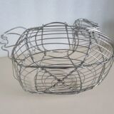 Egg basket chromed metal wire, chicken-shaped,