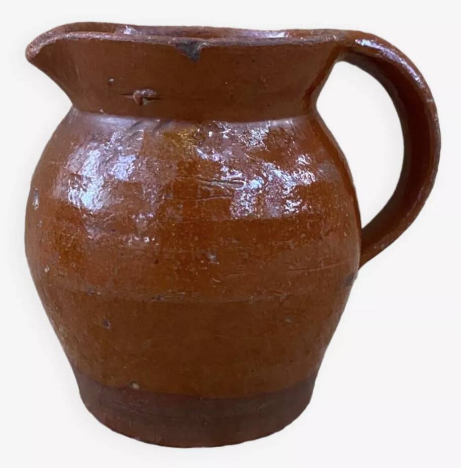 Glazed terracotta pitcher, early 20th century