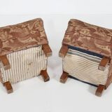 Set of 2 Art Deco poufs with original upholstery, France 1930