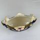 Art Nouveau navy blue barbotine bowl with raised floral decoration