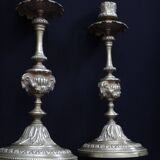 Superb pair of candlesticks with gilded bronze rams Louis XVI style late 19th century