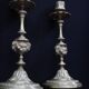 Superb pair of candlesticks with gilded bronze rams Louis XVI style late 19th century