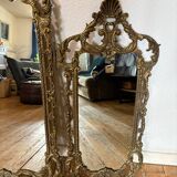 Triptyque Miroir Baroque/Rococo en laiton Doré, vers 1950 -M