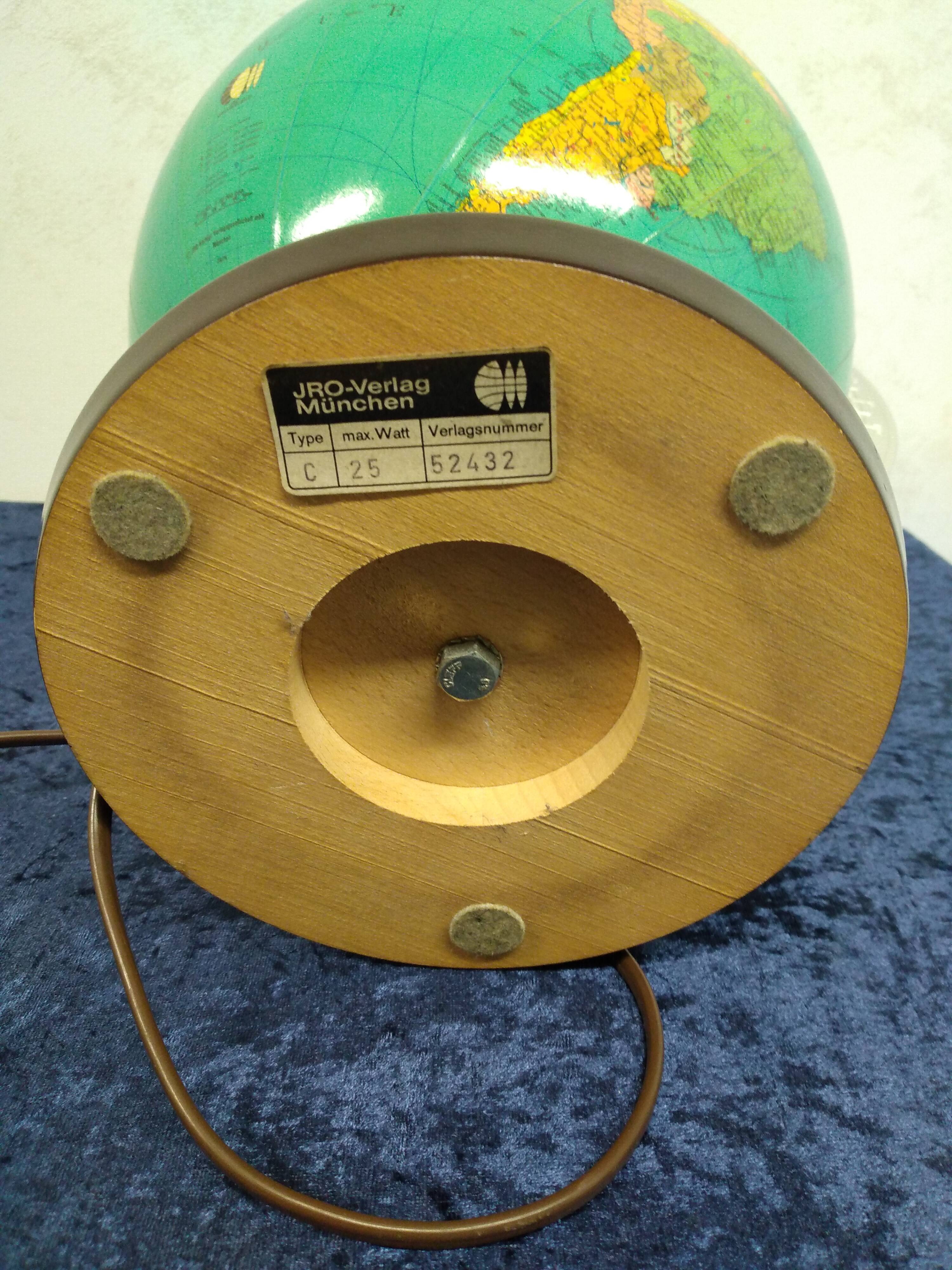 Globe terrestre lumineux vintage JRO Wechselbid, France