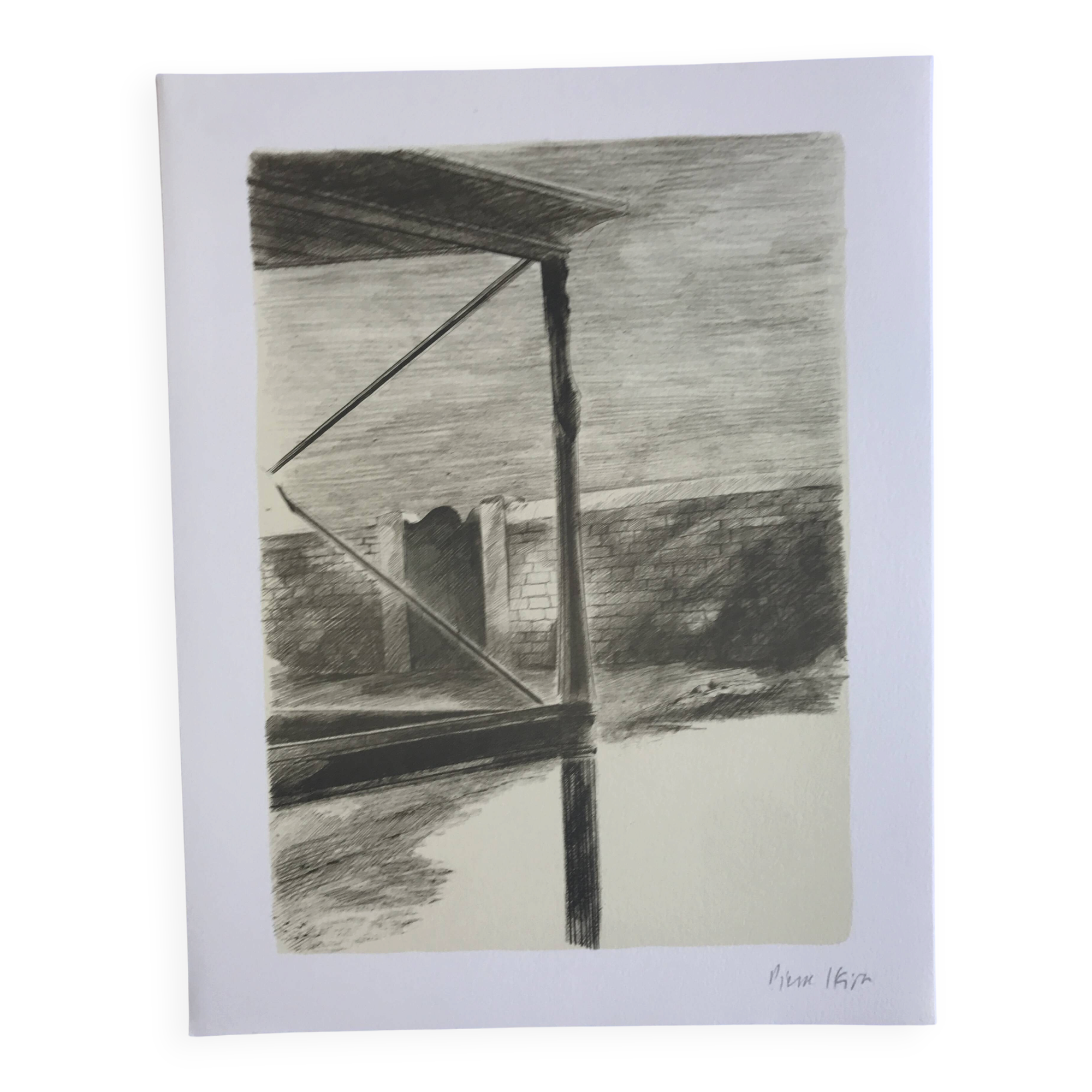 Pierre skira, docks, 1978. original lithograph signed in pencil.