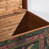 Antique oriental trunk with lotus flower paintings (c.1900) #11