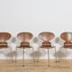 Mid-Century Model 3101 Ant Dining Chairs by Arne Jacobsen for Fritz Hansen, Denmark, 1970s, Set of 4