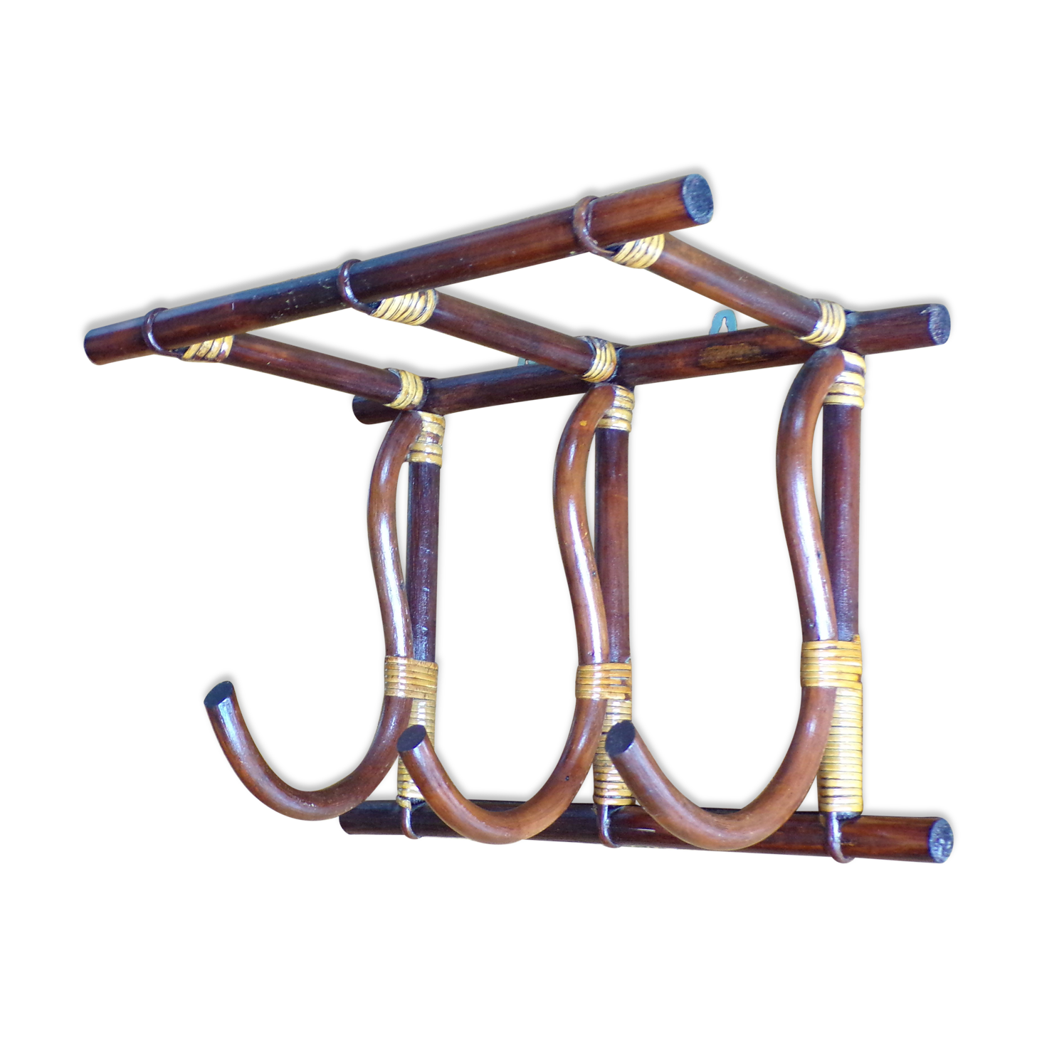 Rattan wall coat rack