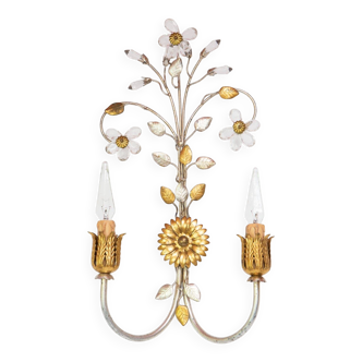 Vintage Italian wall lamp in gold and silver metal (52 cm)