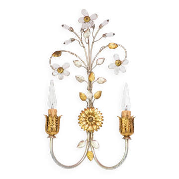 Applique murale italienne vintage en métal doré et argenté (52 cm)