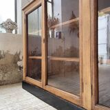 Enfilade de métier en chêne avec portes vitrées