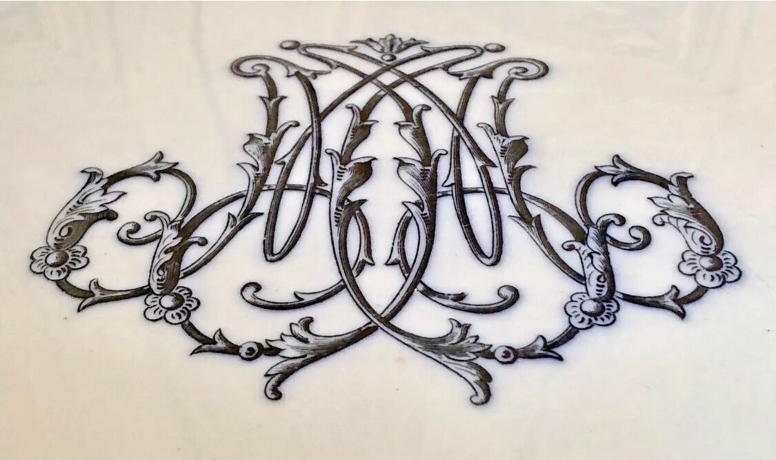 Old large oval dish Brown Westhead Moore & co monogram XIX