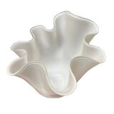 White glass vase in corolla shape