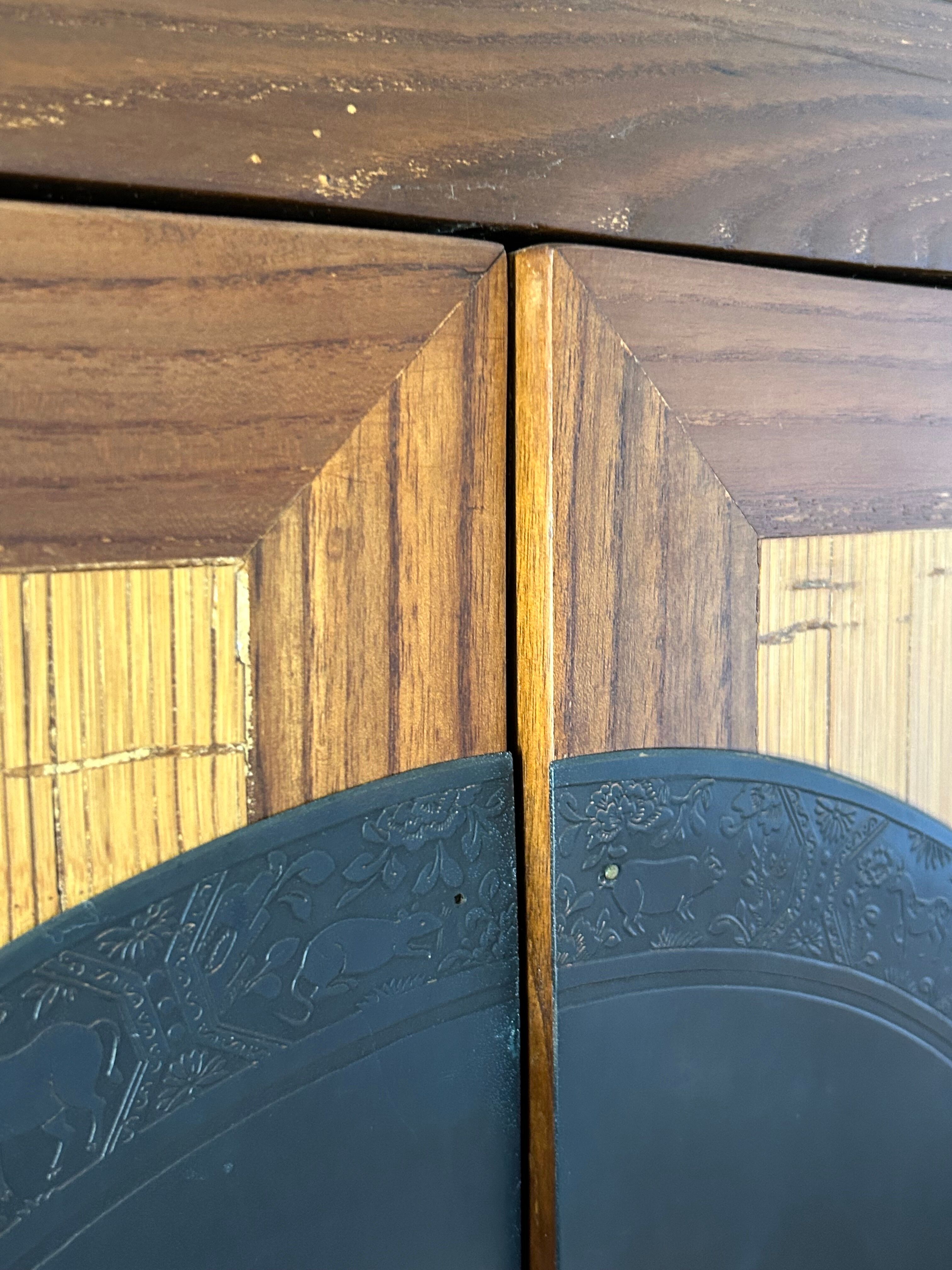 Rosewood, bronze and bamboo wardrobe La Maison Coloniale