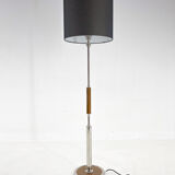 Lampadaire chrome et bois des années 1950, Tchécoslovaquie, restauré