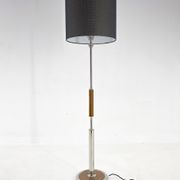 1950s Chrome & Wood Floor Lamp, Czechoslovakia, Restored