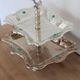 Vintage two-tiered server in oriental style – Silver-plated metal and turquoise cabochons.