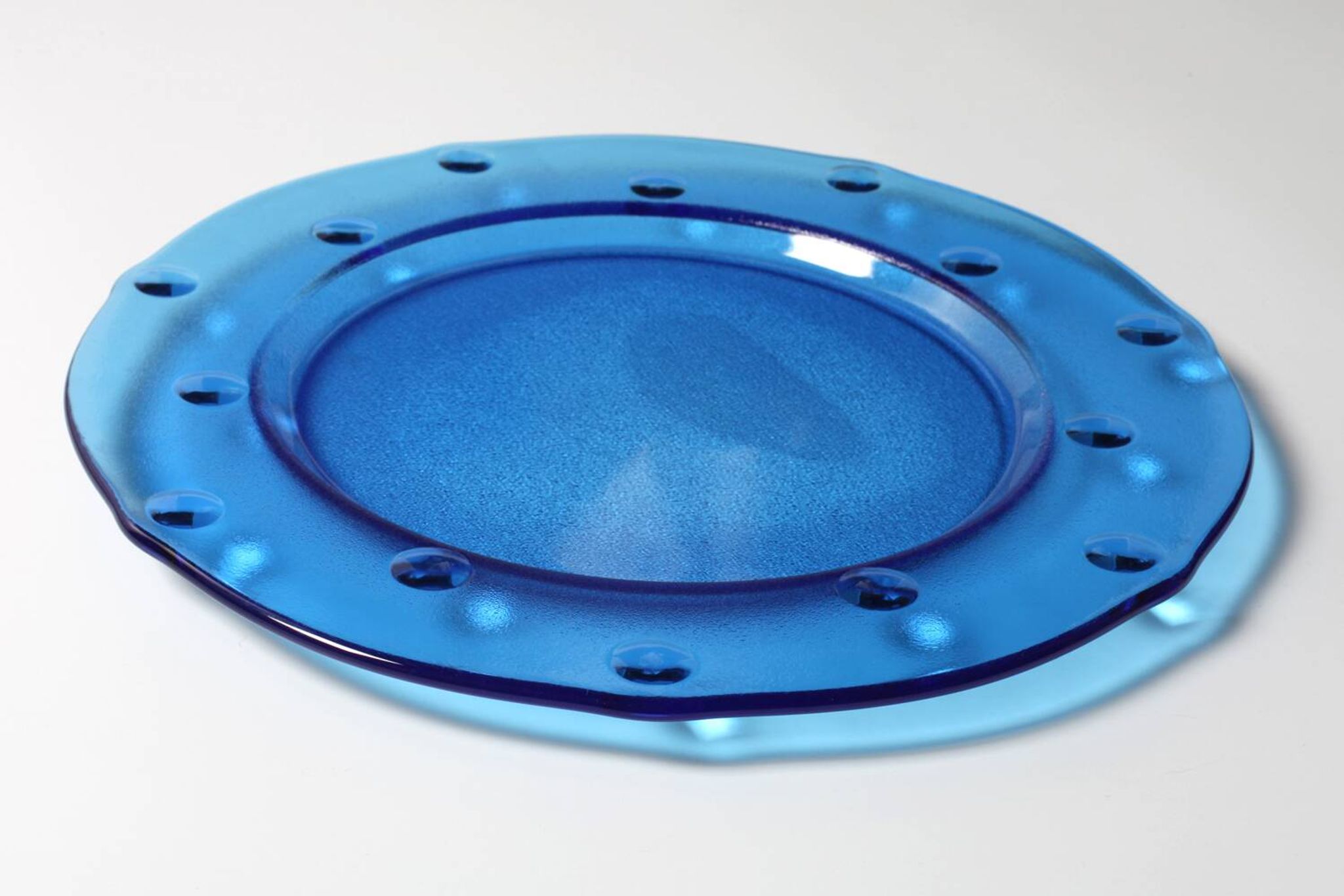 Vintage Cobalt Blue Glass Platter: Mid-Century Centerpiece, Borgonovo Italy