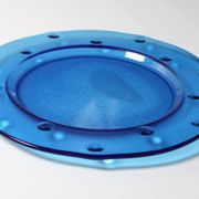 Vintage Cobalt Blue Glass Platter: Mid-Century Centerpiece, Borgonovo Italy