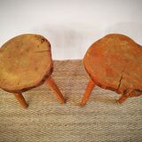 Paire de tabourets brutalistes