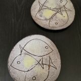Pair of ceramic plates design 60s
