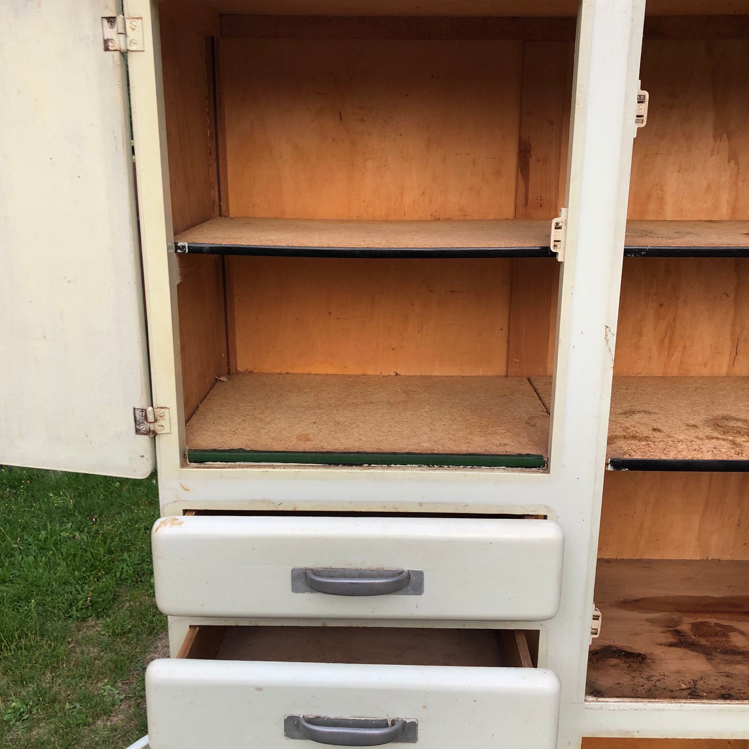 Vintage Mado sideboard with 4 doors and 2 drawers in beige lacquered plywood