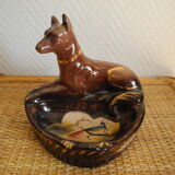H.Bequet vintage ashtray earthenware Belgium zoomorphic dog