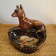 Cendrier faïence H.Bequet vintage ashtray Belgique chien zoomorphe